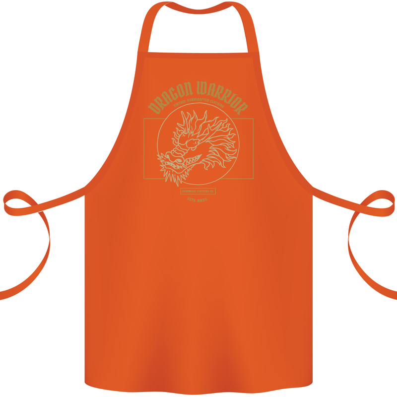 Dragon Warrior Samurai Japan Japanese Cotton Apron 100% Organic Orange