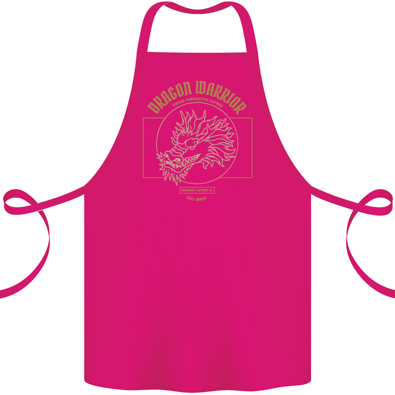 Dragon Warrior Samurai Japan Japanese Cotton Apron 100% Organic Pink