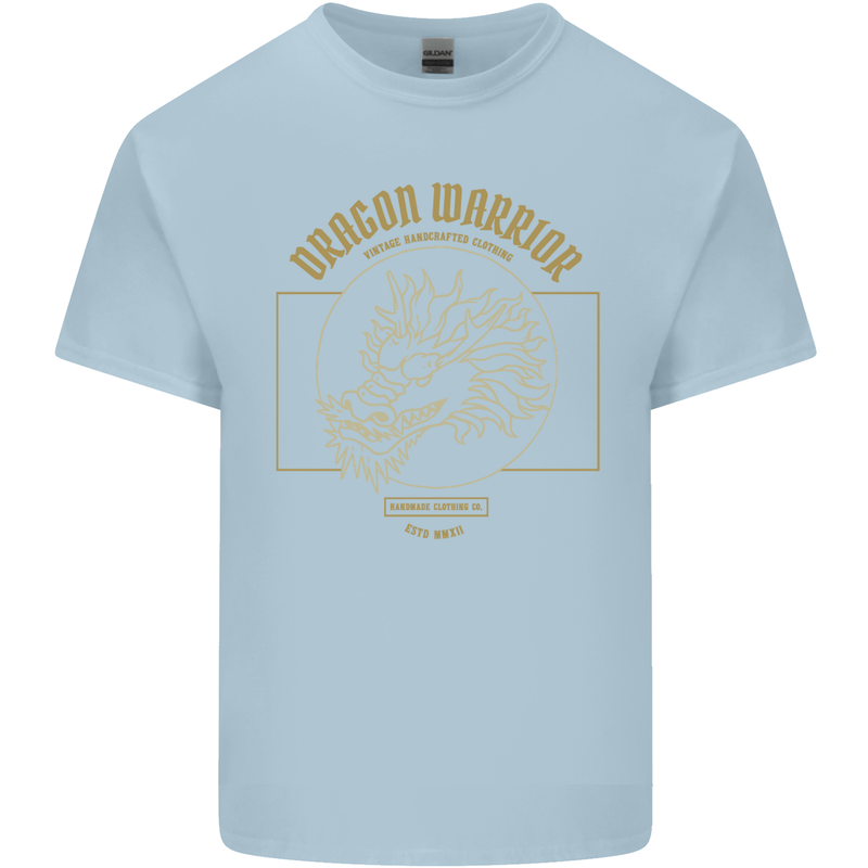 Dragon Warrior Samurai Japan Japanese Mens Cotton T-Shirt Tee Top Light Blue