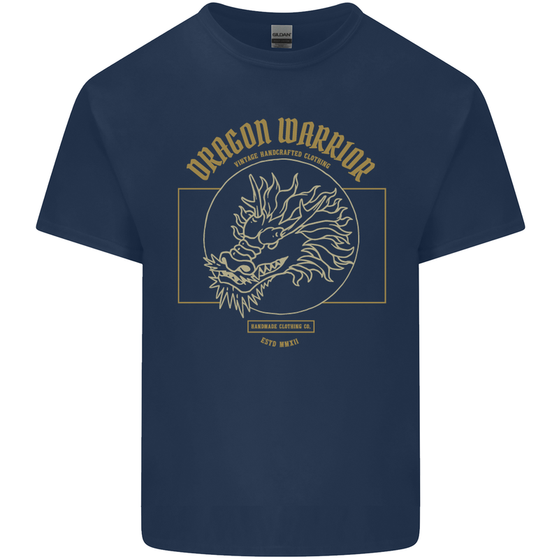 Dragon Warrior Samurai Japan Japanese Mens Cotton T-Shirt Tee Top Navy Blue