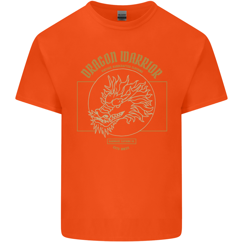 Dragon Warrior Samurai Japan Japanese Mens Cotton T-Shirt Tee Top Orange