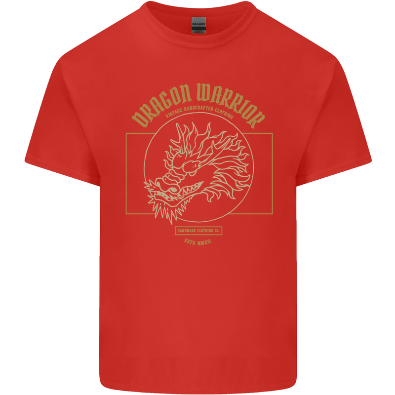 Dragon Warrior Samurai Japan Japanese Mens Cotton T-Shirt Tee Top Red