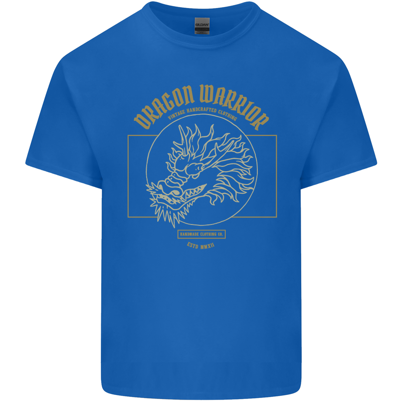 Dragon Warrior Samurai Japan Japanese Mens Cotton T-Shirt Tee Top Royal Blue