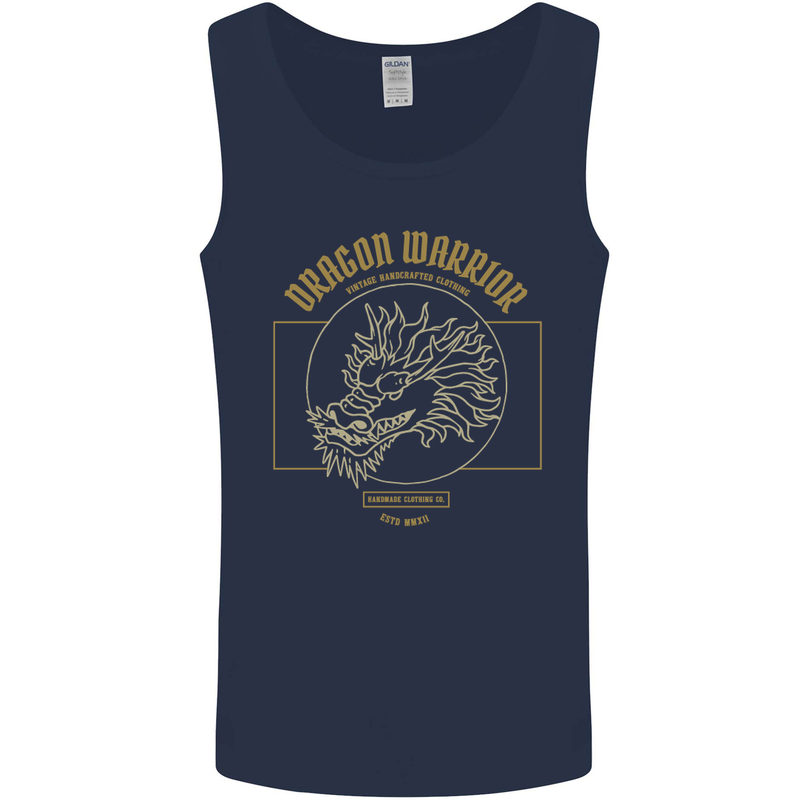 Dragon Warrior Samurai Japan Japanese Mens Vest Tank Top Navy Blue