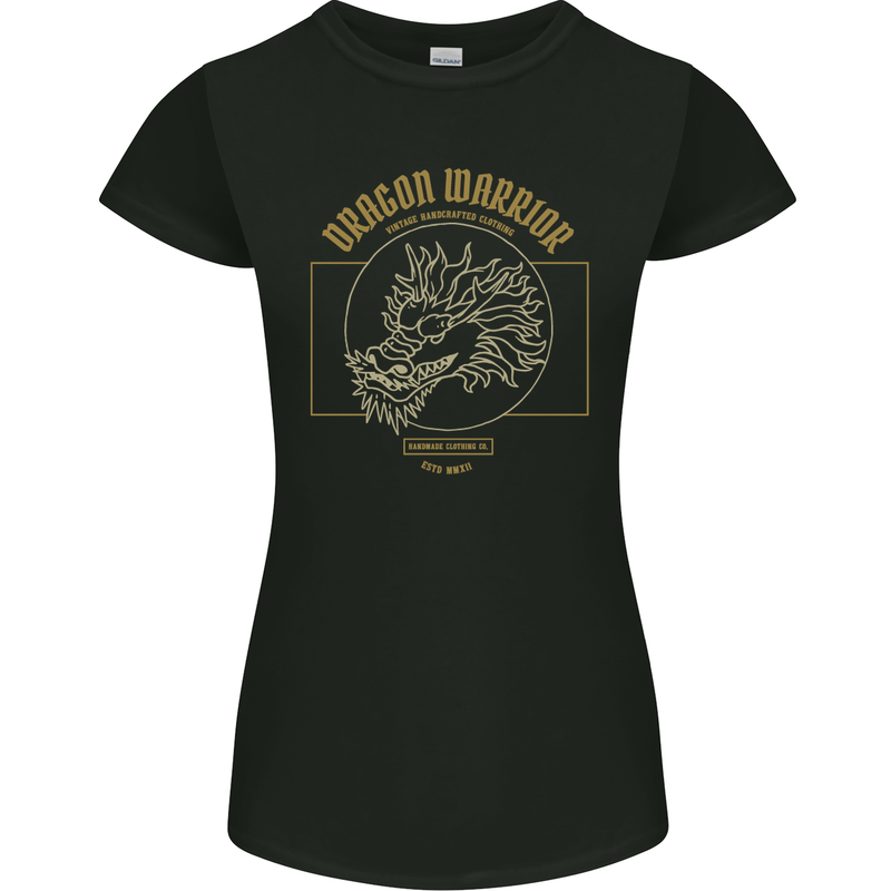 Dragon Warrior Samurai Japan Japanese Womens Petite Cut T-Shirt Black