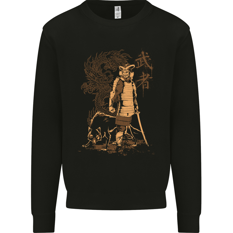 Dragon Warrior Wolf Dragon MMA Samurai Kids Sweatshirt Jumper Black