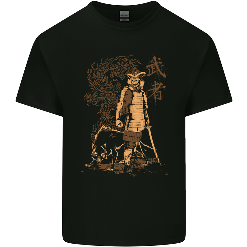 Dragon Warrior Wolf Dragon MMA Samurai Mens Cotton T-Shirt Tee Top Black