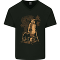 Dragon Warrior Wolf Dragon MMA Samurai Mens V-Neck Cotton T-Shirt Black
