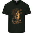 Dragon Warrior Wolf Dragon MMA Samurai Mens V-Neck Cotton T-Shirt Black