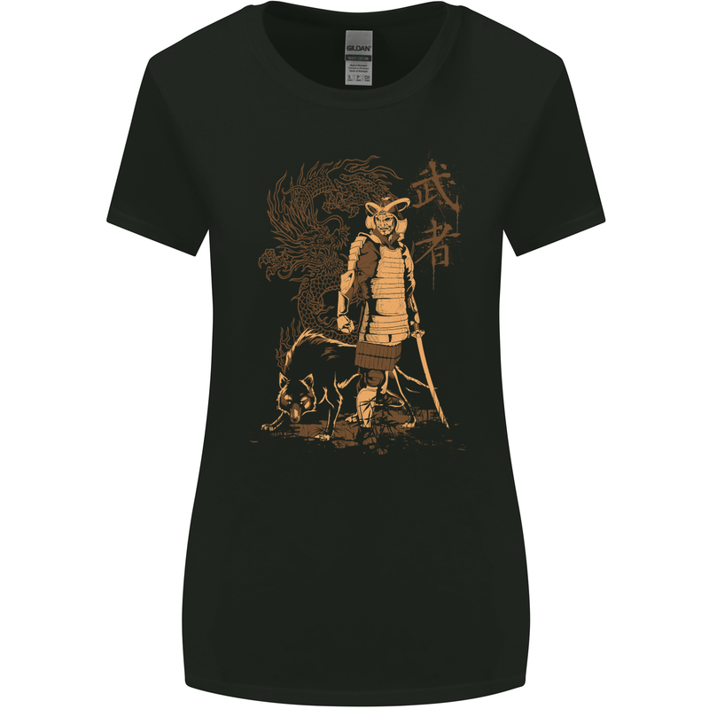 Dragon Warrior Wolf Dragon MMA Samurai Womens Wider Cut T-Shirt Black