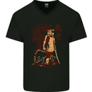 Dragon Warrior Wolf Dragon Samurai MMA Mens V-Neck Cotton T-Shirt Black