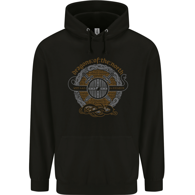 Dragons North Viking Valhalla Thor Odin Childrens Kids Hoodie Black