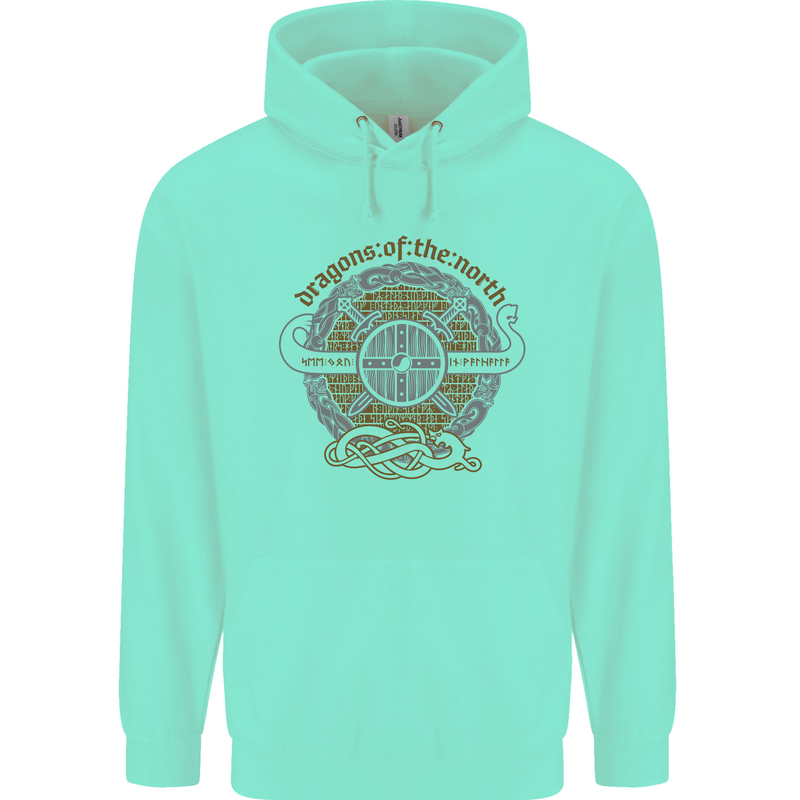 Dragons North Viking Valhalla Thor Odin Childrens Kids Hoodie Peppermint