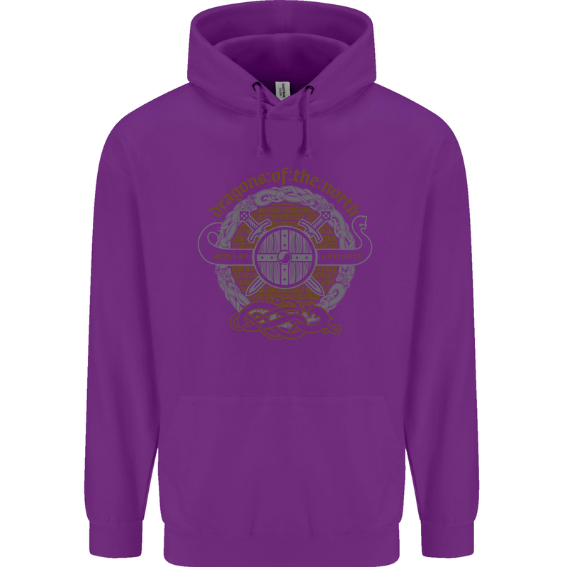 Dragons North Viking Valhalla Thor Odin Childrens Kids Hoodie Purple