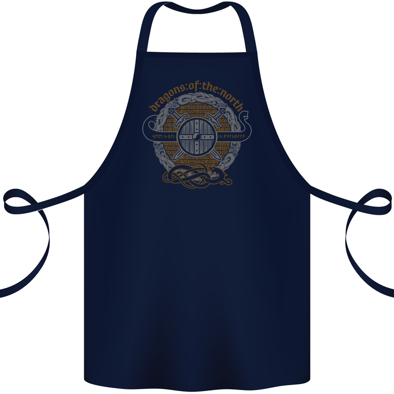 Dragons North Viking Valhalla Thor Odin Cotton Apron 100% Organic Navy Blue