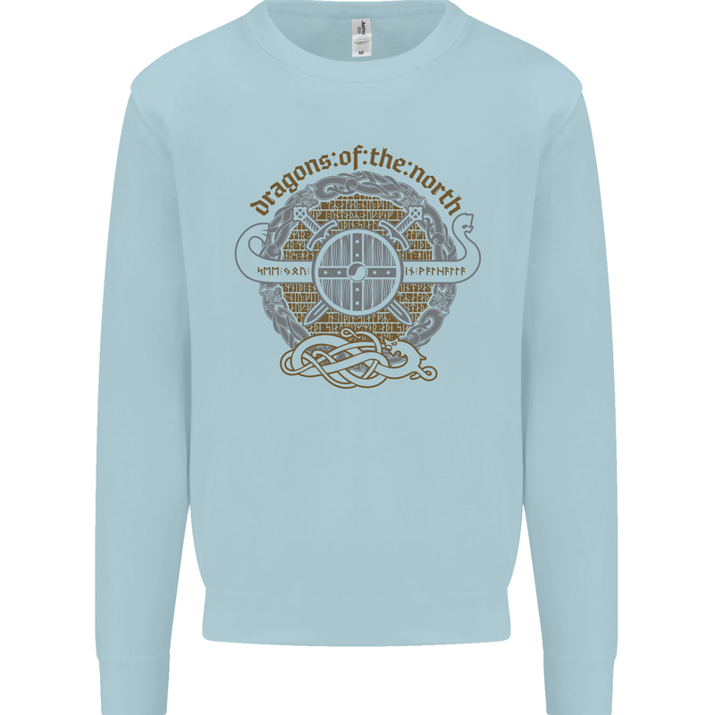 Dragons North Viking Valhalla Thor Odin Kids Sweatshirt Jumper Light Blue