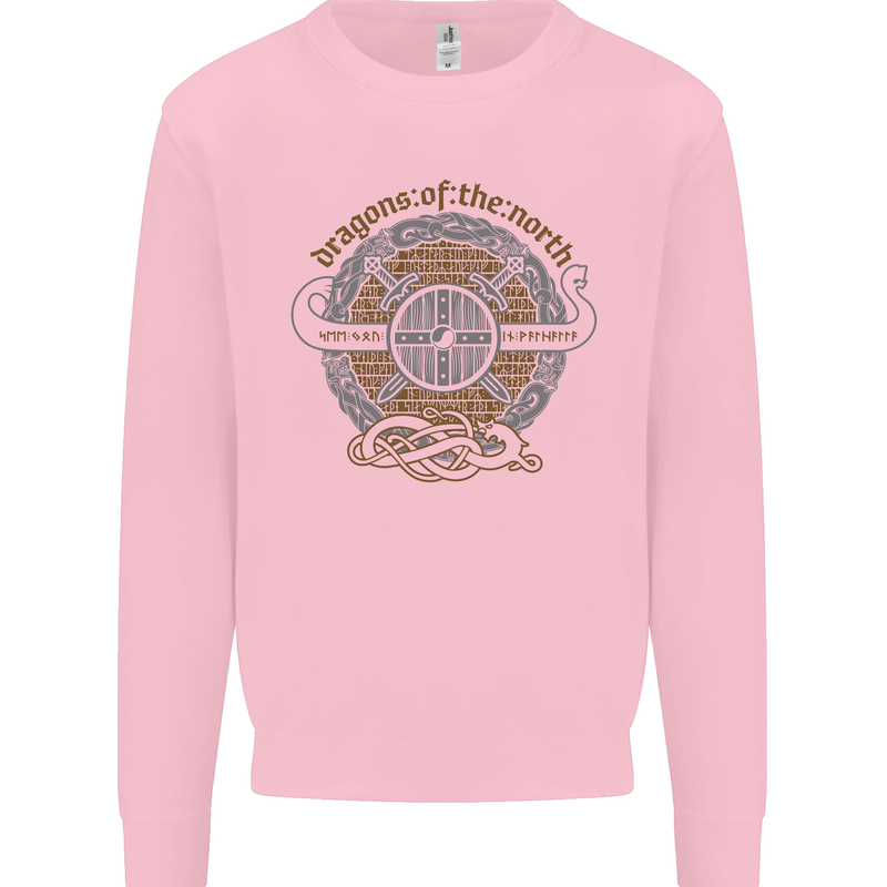 Dragons North Viking Valhalla Thor Odin Kids Sweatshirt Jumper Light Pink