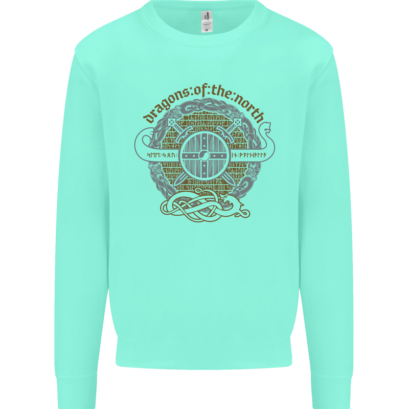 Dragons North Viking Valhalla Thor Odin Kids Sweatshirt Jumper Peppermint