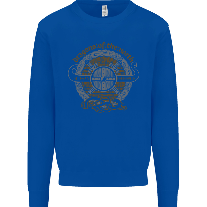 Dragons North Viking Valhalla Thor Odin Kids Sweatshirt Jumper Royal Blue