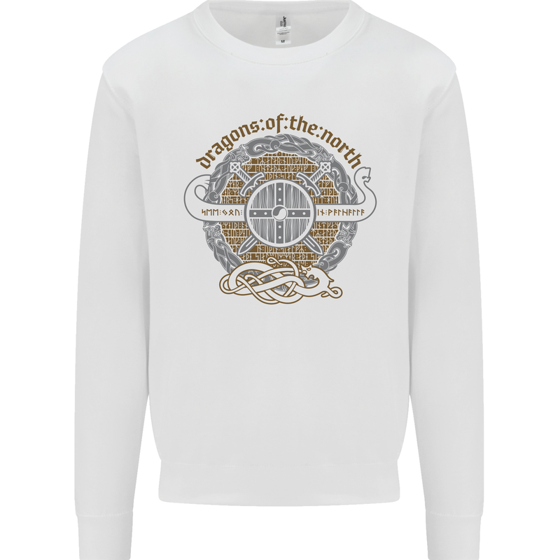 Dragons North Viking Valhalla Thor Odin Kids Sweatshirt Jumper White