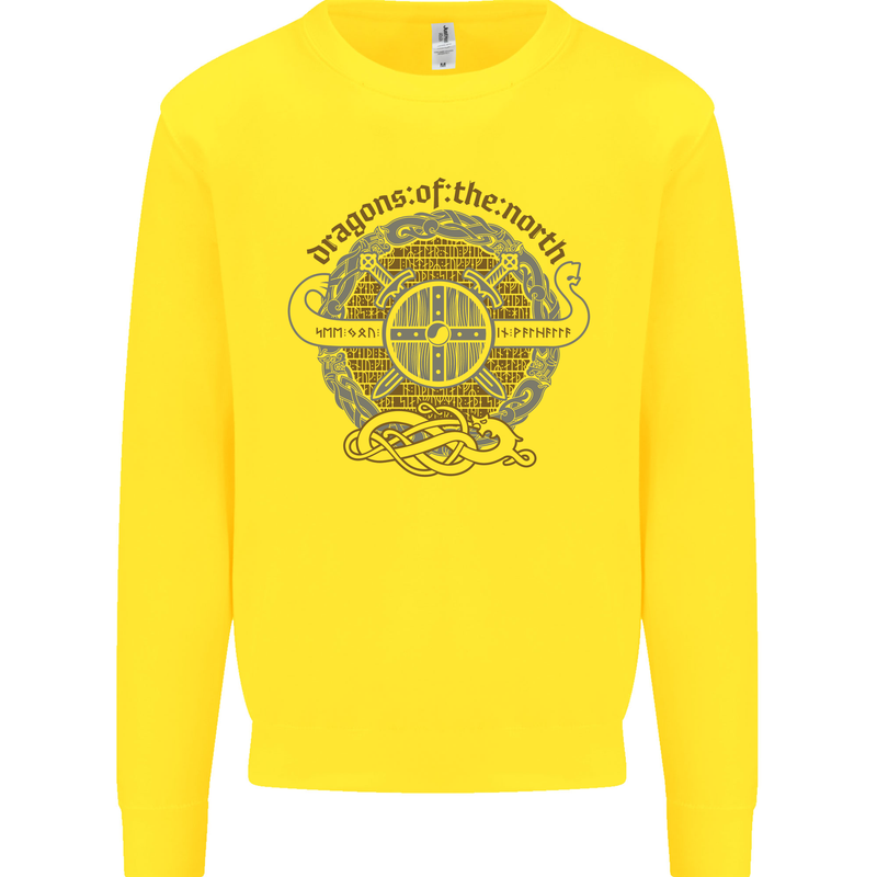 Dragons North Viking Valhalla Thor Odin Kids Sweatshirt Jumper Yellow
