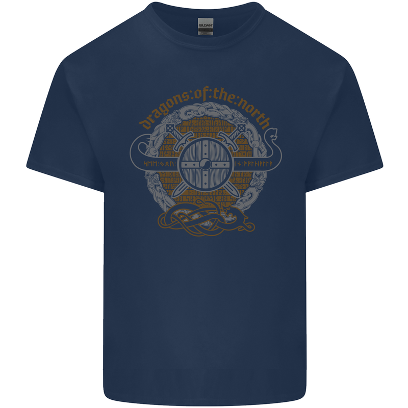 Dragons North Viking Valhalla Thor Odin Kids T-Shirt Childrens Navy Blue
