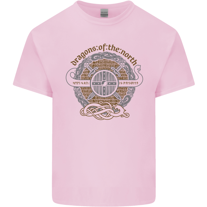 Dragons North Viking Valhalla Thor Odin Mens Cotton T-Shirt Tee Top Light Pink