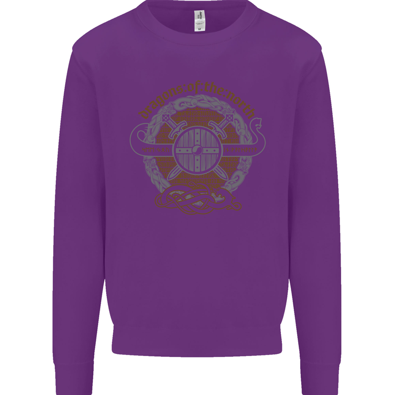 Dragons North Viking Valhalla Thor Odin Mens Sweatshirt Jumper Purple