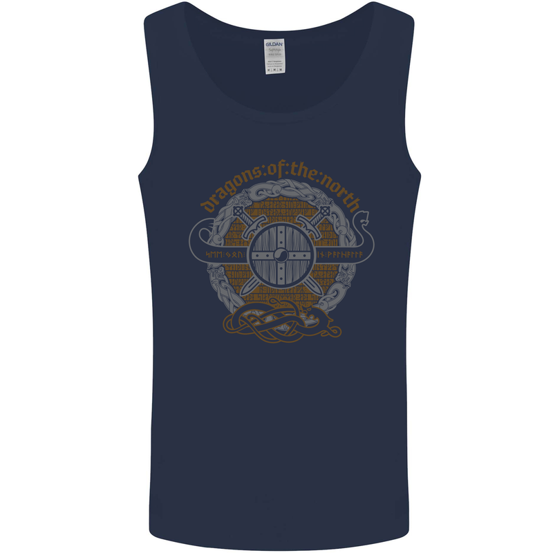 Dragons North Viking Valhalla Thor Odin Mens Vest Tank Top Navy Blue