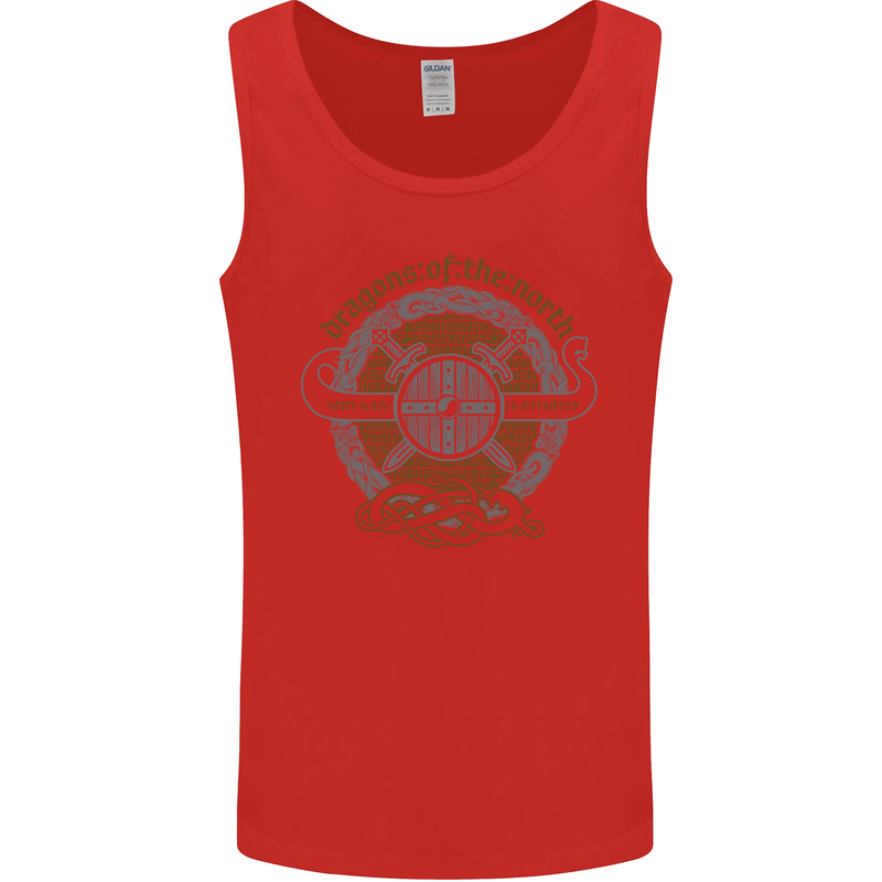 Dragons North Viking Valhalla Thor Odin Mens Vest Tank Top Red