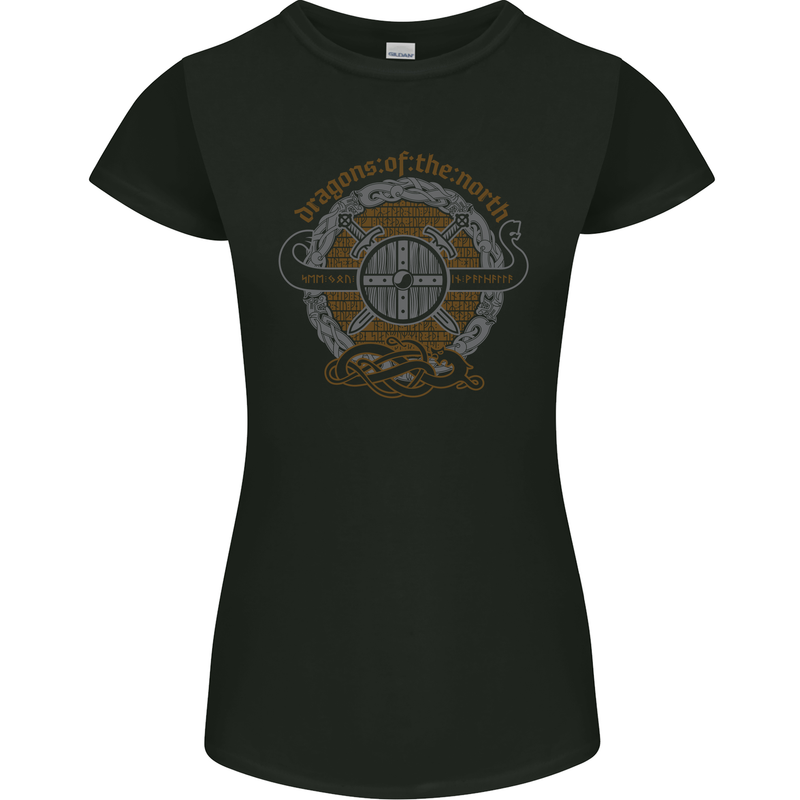 Dragons North Viking Valhalla Thor Odin Womens Petite Cut T-Shirt Black