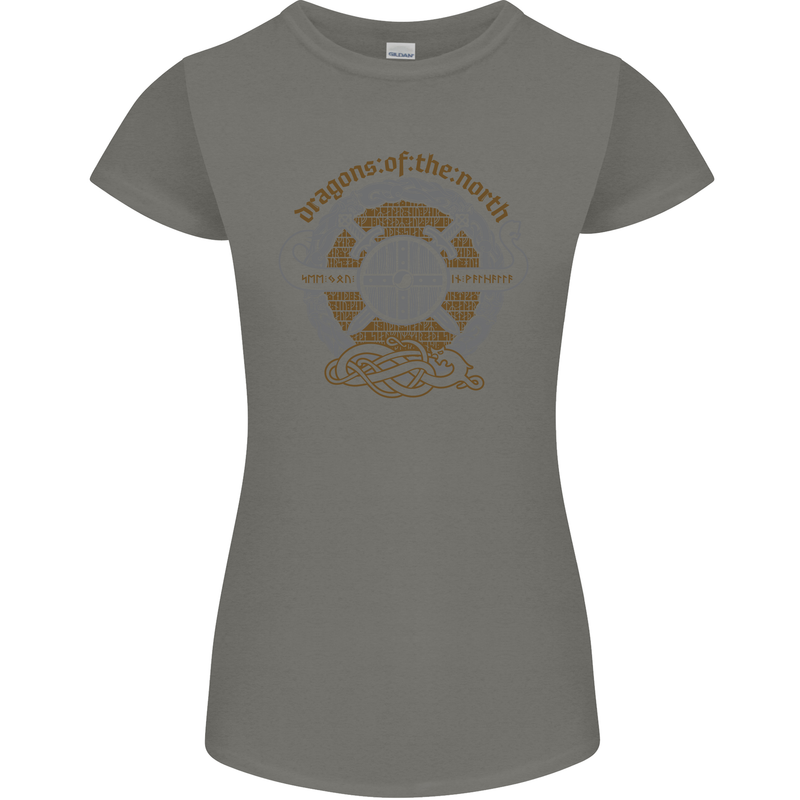 Dragons North Viking Valhalla Thor Odin Womens Petite Cut T-Shirt Charcoal
