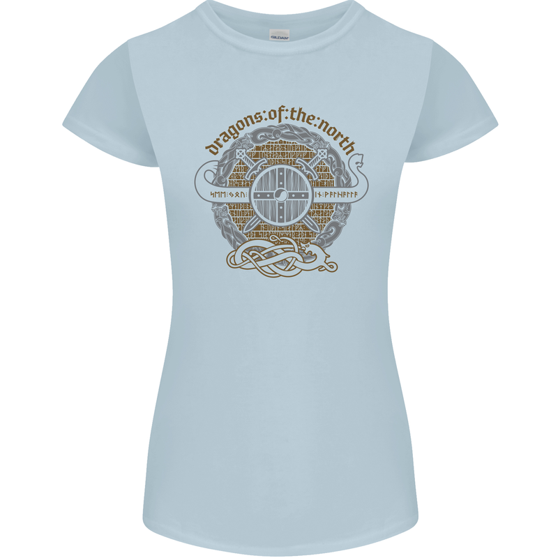 Dragons North Viking Valhalla Thor Odin Womens Petite Cut T-Shirt Light Blue