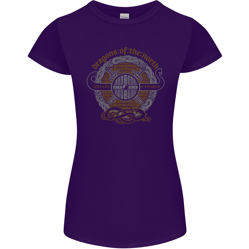 Dragons North Viking Valhalla Thor Odin Womens Petite Cut T-Shirt Purple