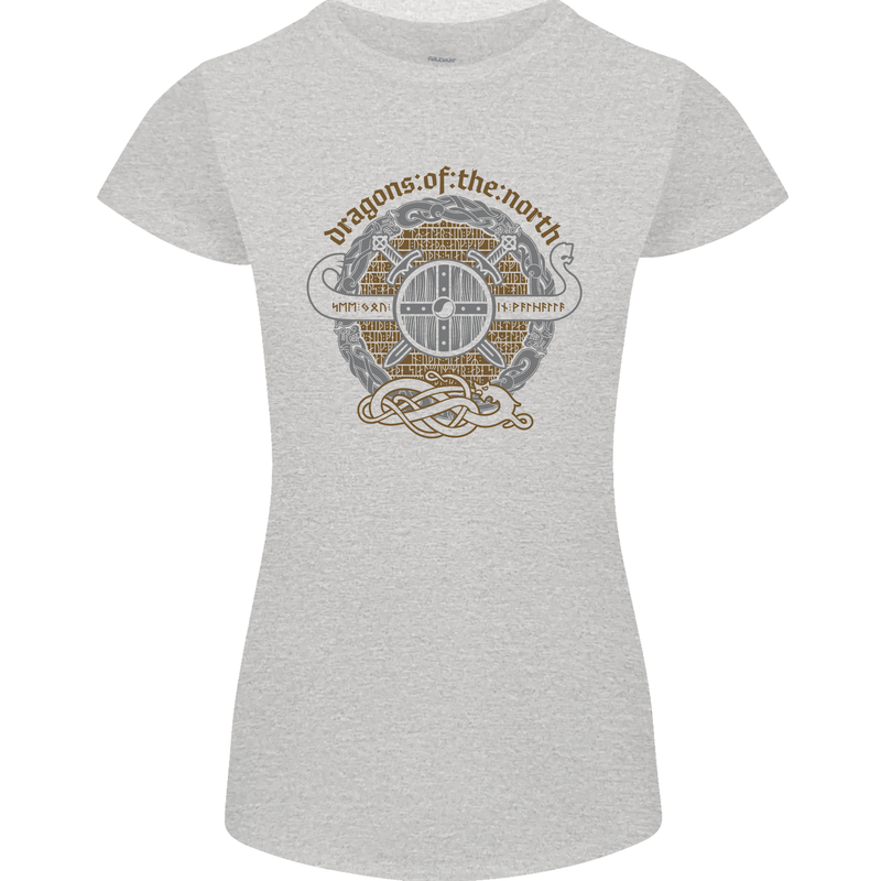 Dragons North Viking Valhalla Thor Odin Womens Petite Cut T-Shirt Sports Grey