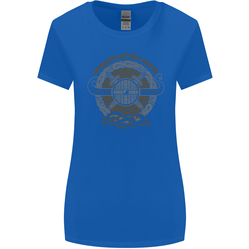 Dragons North Viking Valhalla Thor Odin Womens Wider Cut T-Shirt Royal Blue