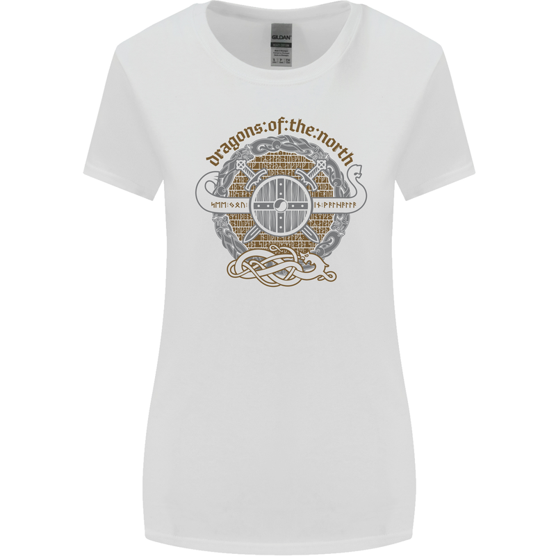 Dragons North Viking Valhalla Thor Odin Womens Wider Cut T-Shirt White