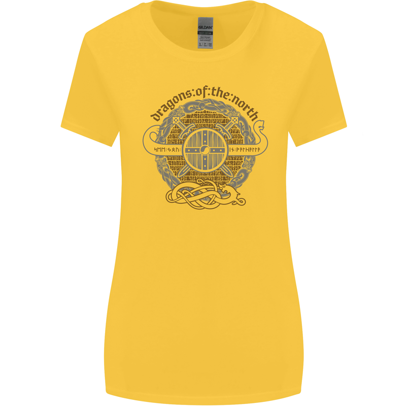 Dragons North Viking Valhalla Thor Odin Womens Wider Cut T-Shirt Yellow