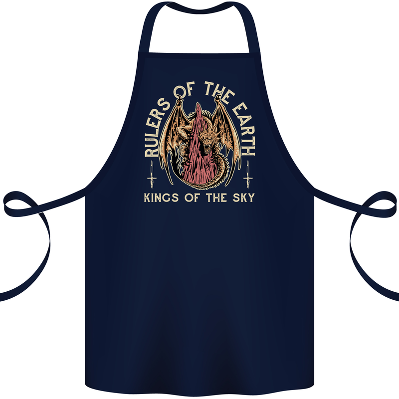 Dragons Rulers of the Earth Fantasy RPG Cotton Apron 100% Organic Navy Blue