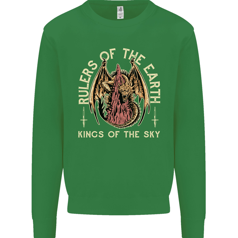Dragons Rulers of the Earth Fantasy RPG Kids Sweatshirt Jumper Irish Green