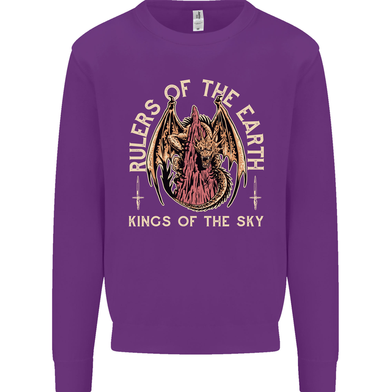 Dragons Rulers of the Earth Fantasy RPG Kids Sweatshirt Jumper Purple