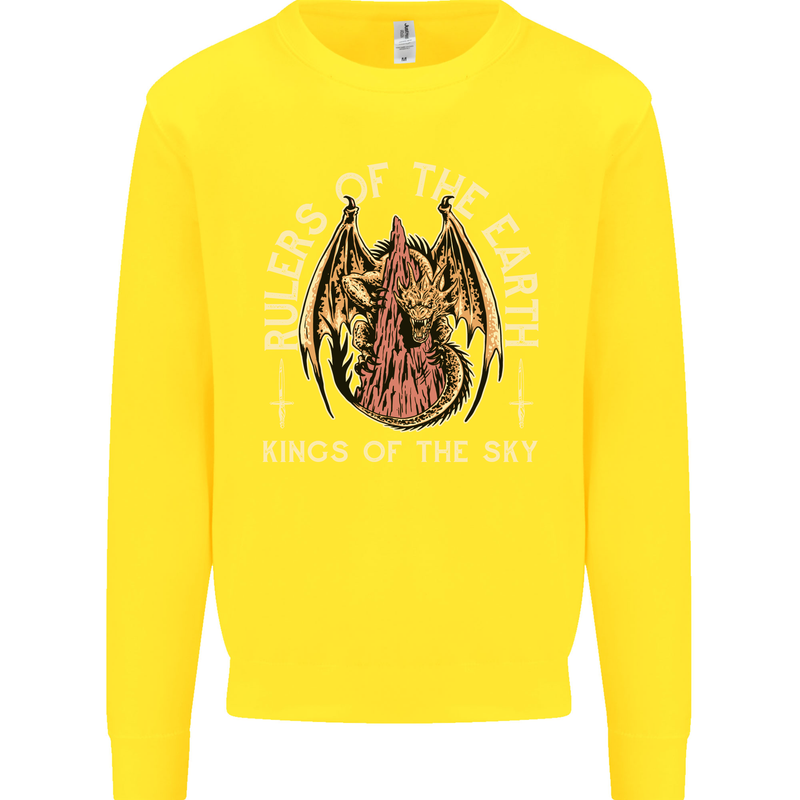 Dragons Rulers of the Earth Fantasy RPG Kids Sweatshirt Jumper Yellow