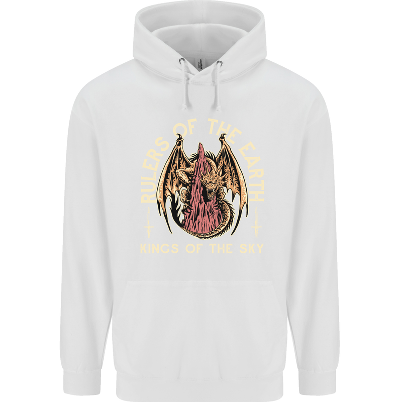Dragons Rulers of the Earth Fantasy RPG Mens 80% Cotton Hoodie White