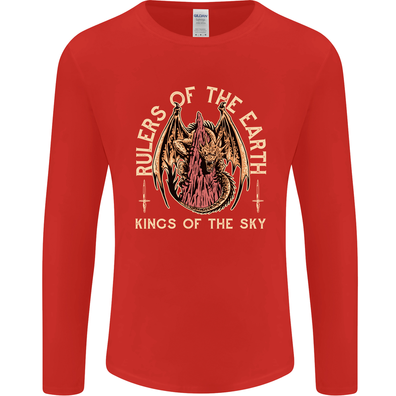 Dragons Rulers of the Earth Fantasy RPG Mens Long Sleeve T-Shirt Red