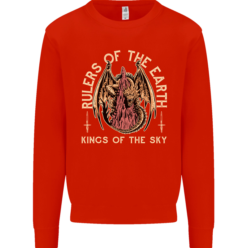 Dragons Rulers of the Earth Fantasy RPG Mens Sweatshirt Jumper Bright Red