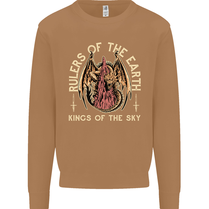 Dragons Rulers of the Earth Fantasy RPG Mens Sweatshirt Jumper Caramel Latte