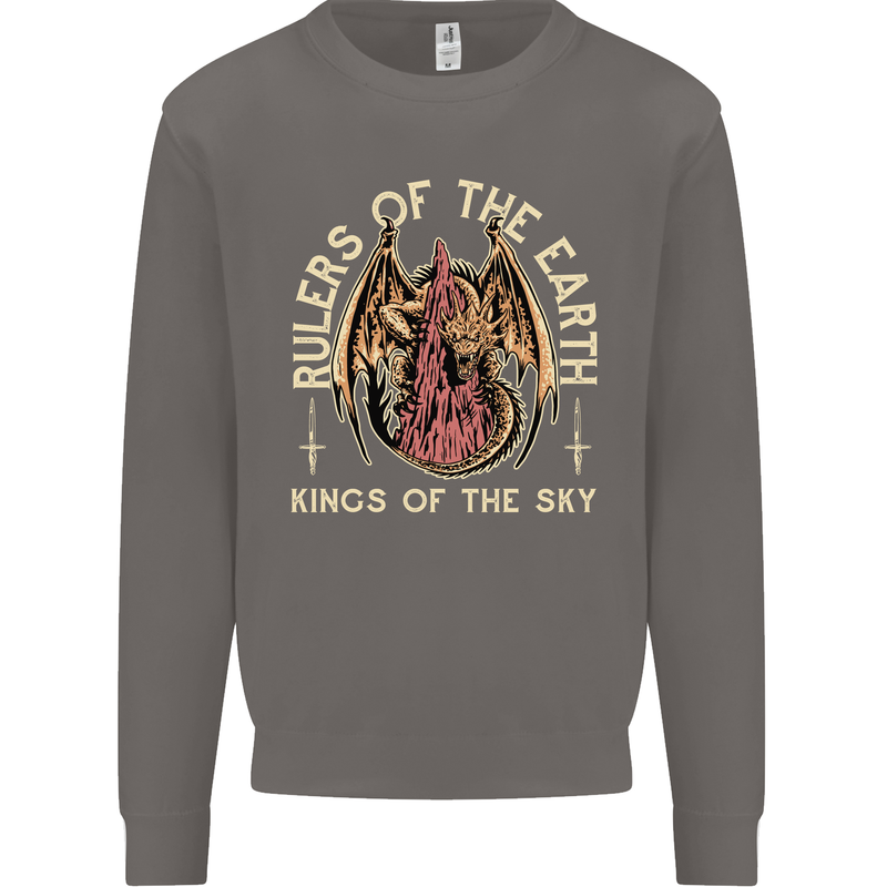 Dragons Rulers of the Earth Fantasy RPG Mens Sweatshirt Jumper Charcoal