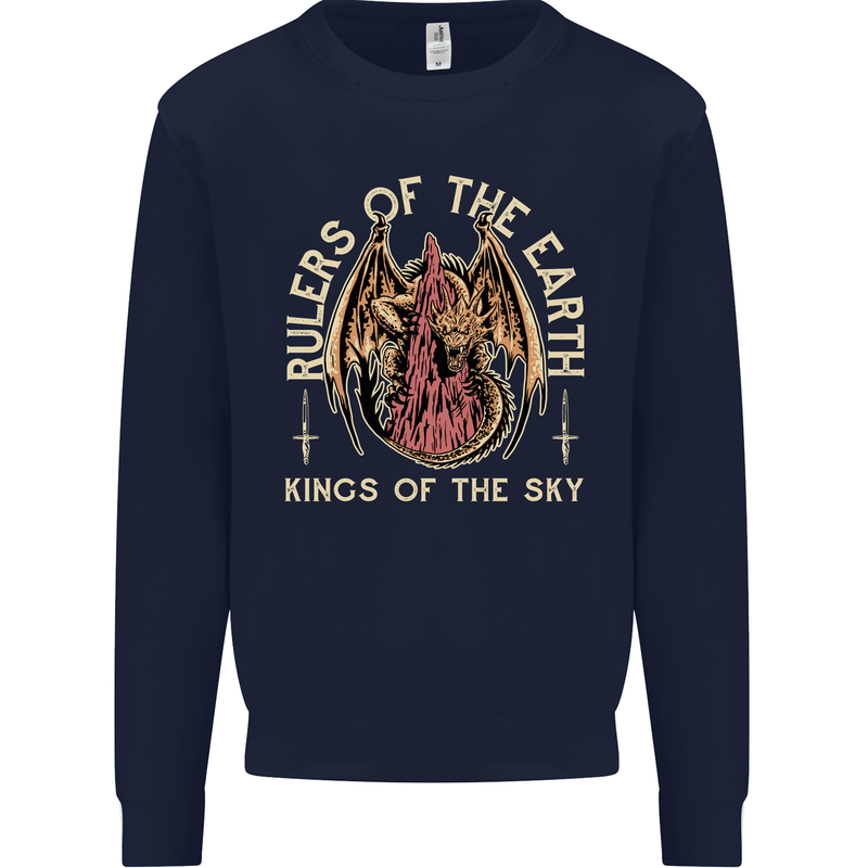 Dragons Rulers of the Earth Fantasy RPG Mens Sweatshirt Jumper Navy Blue