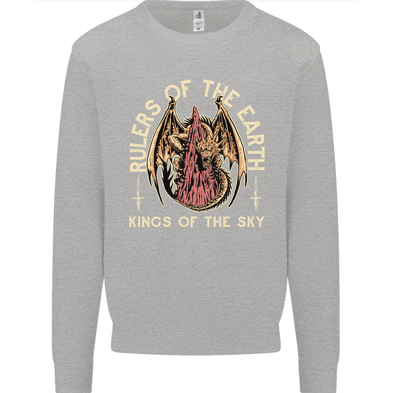 Dragons Rulers of the Earth Fantasy RPG Mens Sweatshirt Jumper Sports Grey