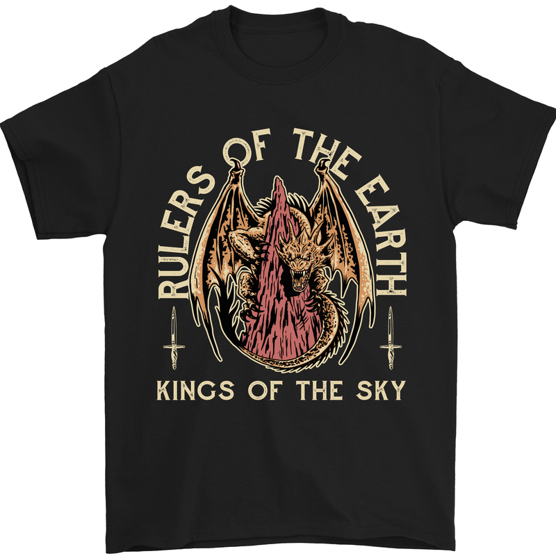 Dragons Rulers of the Earth Fantasy RPG Mens T-Shirt 100% Cotton Black
